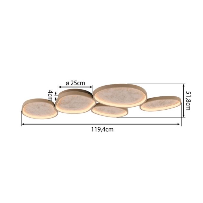 JUST LIGHT.-MOONBRAKER Φωτιστικό Οροφής LED, Sand, 5 Σχήματα, 3000K, Switchmo