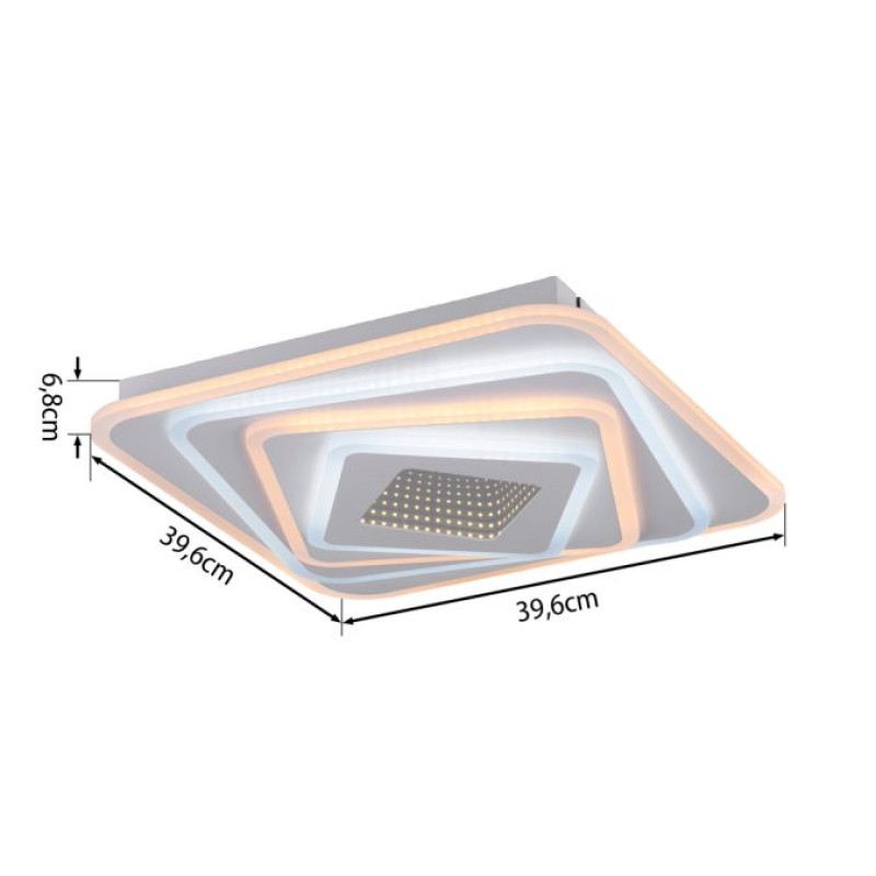 JUST LIGHT.-AKIRA Φωτιστικό Οροφής LED, Λευκό, Τετράγωνο, Εφέ Τούνελ, 3000K/6500K