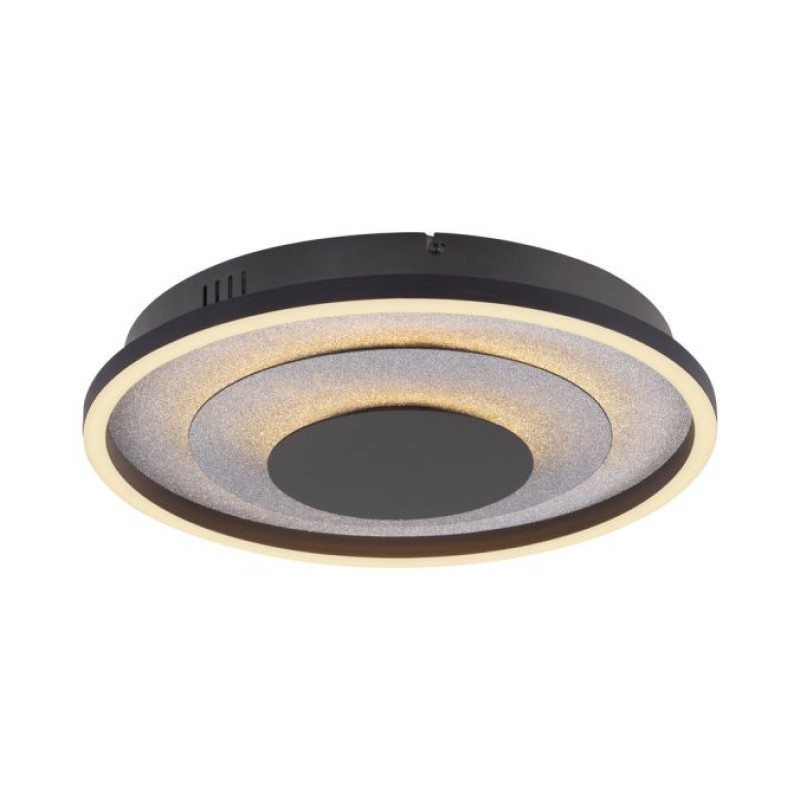 JUST LIGHT.-GLITTY Φωτιστικό Οροφής LED, Μαύρο Ματ, Glitter Εφέ, 3000K, 22W