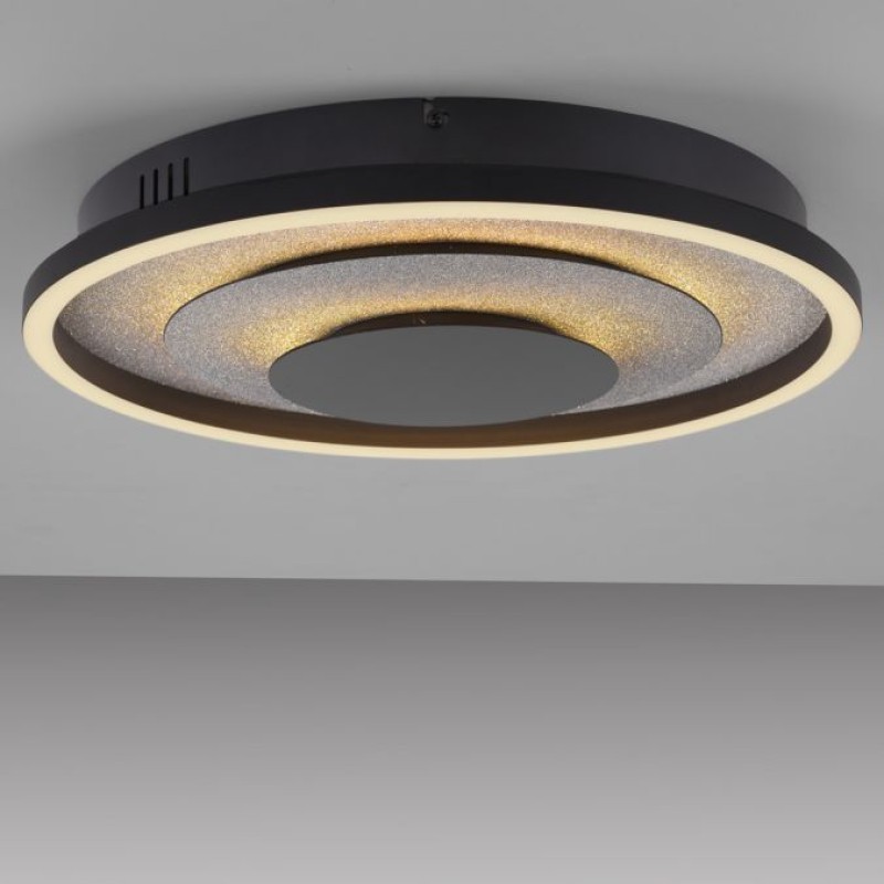 JUST LIGHT.-GLITTY Φωτιστικό Οροφής LED, Μαύρο Ματ, Glitter Εφέ, 3000K, 22W