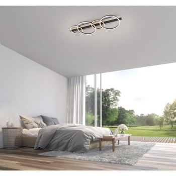  JUST LIGHT.-CICHIO LED Φωτιστικό Οροφής, Μαύρο-Ασημί, 3000K, με Μνήμη
