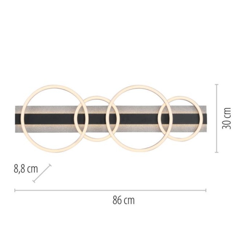  JUST LIGHT.-CICHIO LED Φωτιστικό Οροφής, Μαύρο-Ασημί, 3000K, με Μνήμη