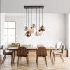 JUST LIGHT.-SHINY Κρεμαστό Φωτιστικό Πολύφωτο E14, Μαύρο, Καπνιστό Γυαλί