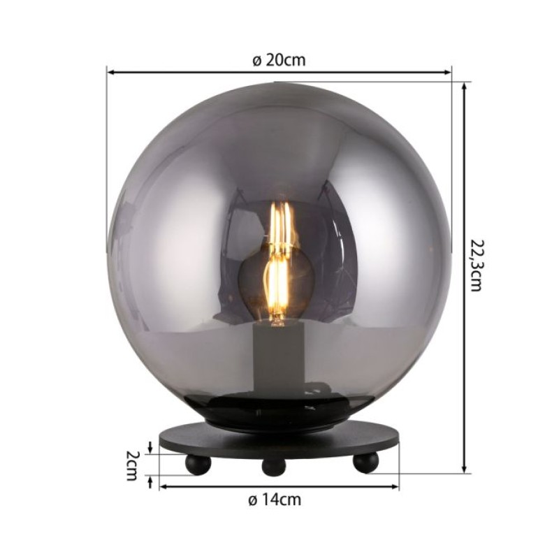 JUST LIGHT.-SHINY Επιτραπέζιο Φωτιστικό E14, Καπνιστό Καθρεπτιζόμενο Γυαλί