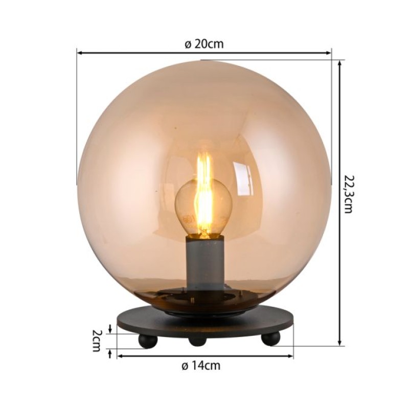 JUST LIGHT.-SHINY Επιτραπέζιο Φωτιστικό E14, Amber Γυαλί