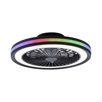 JUST LIGHT.-Ανεμιστήρας Οροφής LED, Μαύρο, RGB, Dimmable, με Τηλεχειριστήριο