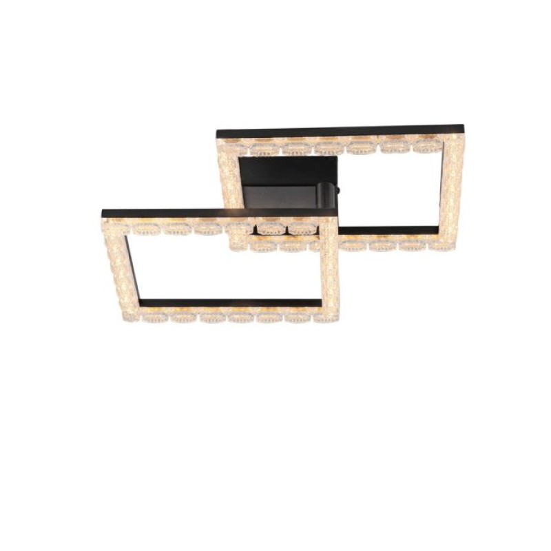 JUST LIGHT.-GLITRA Φωτιστικό Οροφής LED, Μαύρο με Κρυσταλλικό Εφέ, 3000K