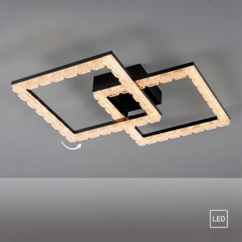 JUST LIGHT.-GLITRA Φωτιστικό Οροφής LED, Μαύρο με Κρυσταλλικό Εφέ, 3000K