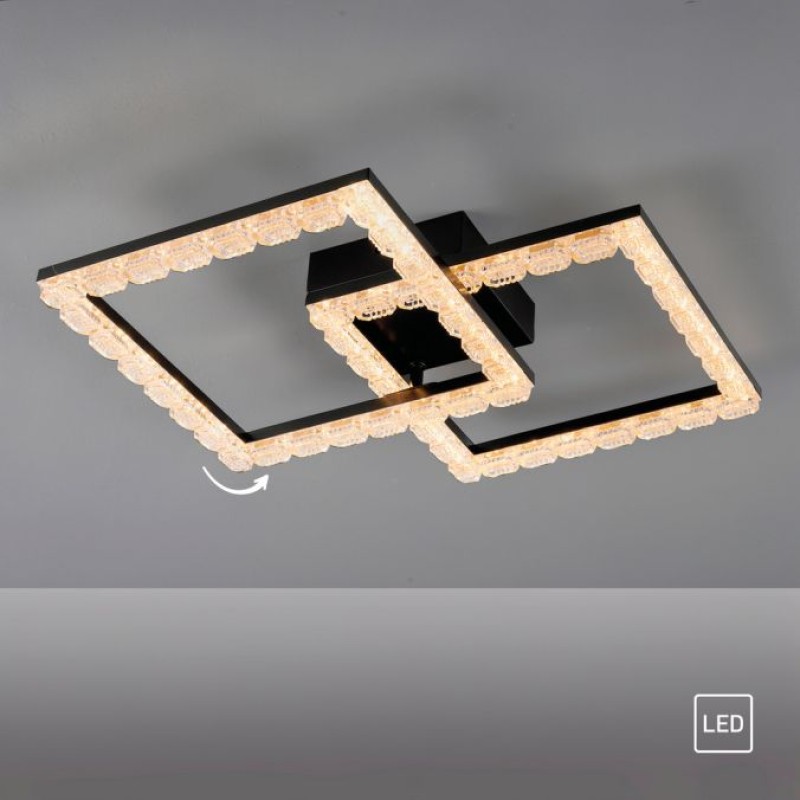 JUST LIGHT.-GLITRA Φωτιστικό Οροφής LED, Μαύρο με Κρυσταλλικό Εφέ, 3000K