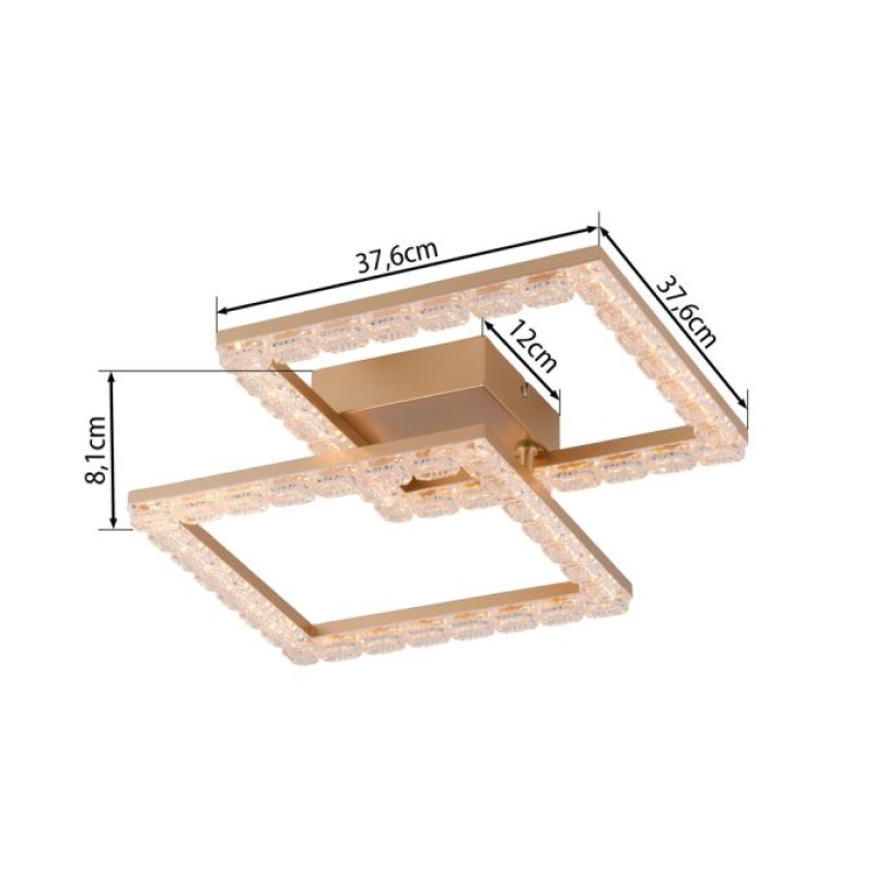 JUST LIGHT.-GLITRA Φωτιστικό Οροφής LED, Ματ Μπρούτζος με Κρυσταλλικό Εφέ, 3000K