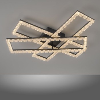 JUST LIGHT.-GLITRA Φωτιστικό Οροφής LED, Μαύρο με Κρυσταλλικό Εφέ, 3000K