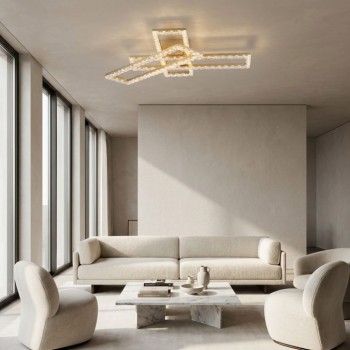 JUST LIGHT.-GLITRA Φωτιστικό Οροφής LED, Ματ Μπρούτζος με Κρυσταλλικό Εφέ, 3000K