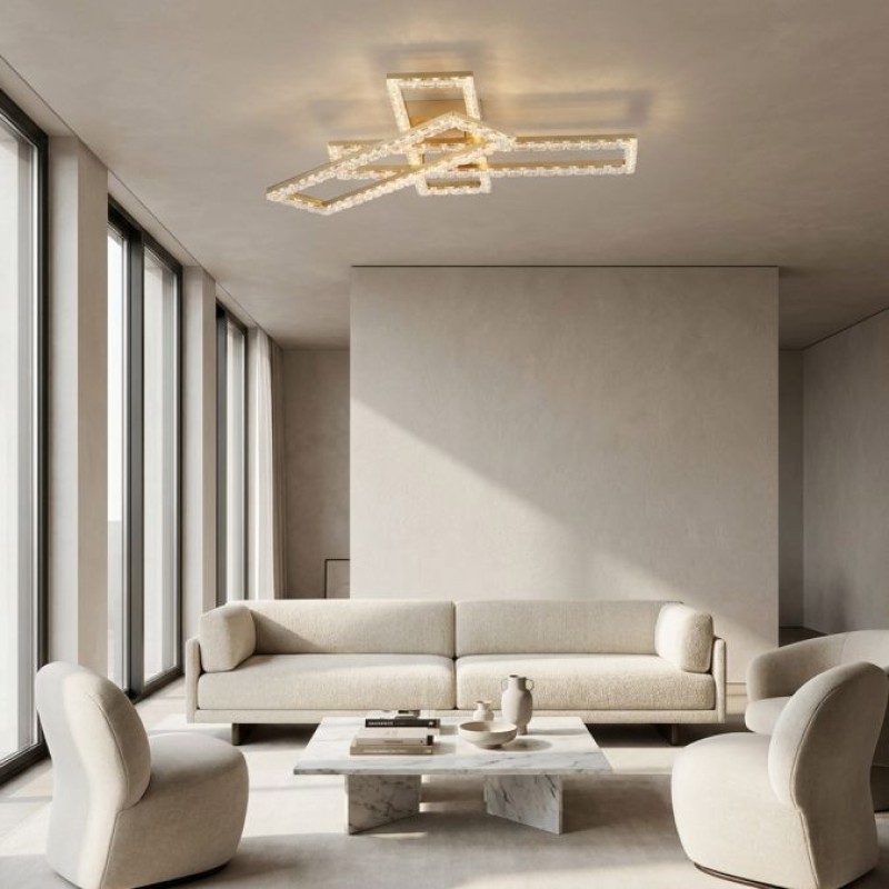 JUST LIGHT.-GLITRA Φωτιστικό Οροφής LED, Ματ Μπρούτζος με Κρυσταλλικό Εφέ, 3000K