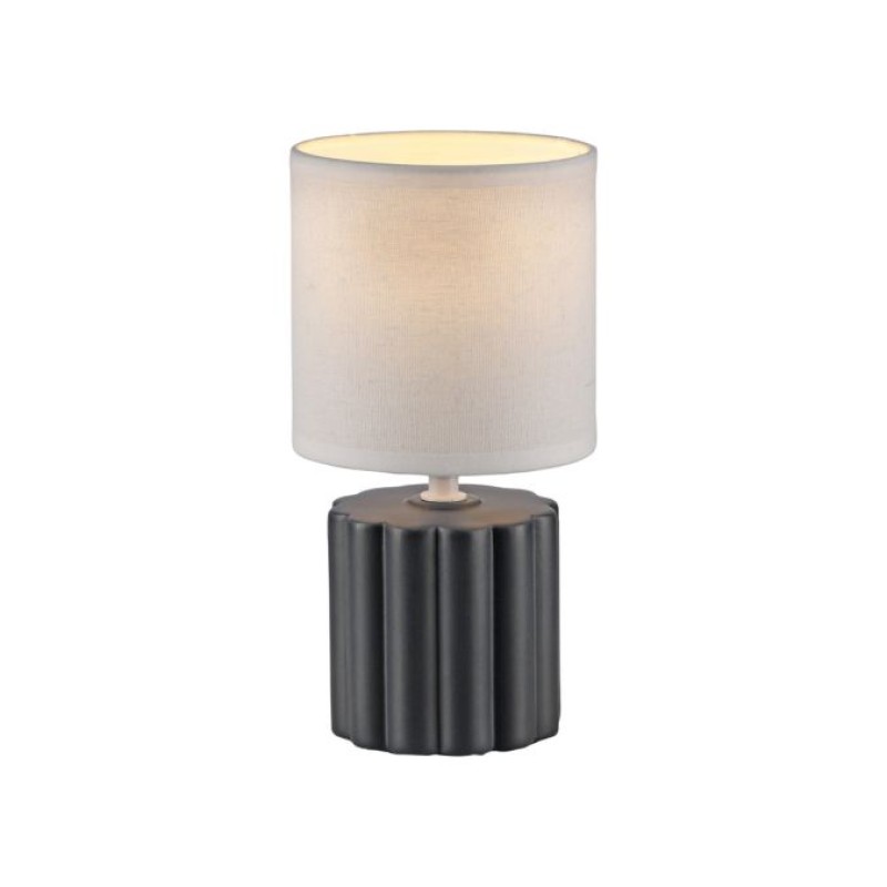 JUST LIGHT.-LINX Επιτραπέζιο Φωτιστικό E14, Γκρι, Λευκό Υφασμάτινο Καπέλο