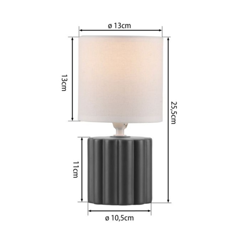 JUST LIGHT.-LINX Επιτραπέζιο Φωτιστικό E14, Γκρι, Λευκό Υφασμάτινο Καπέλο
