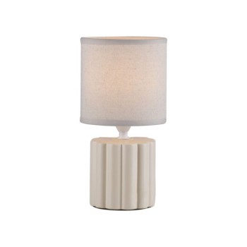 JUST LIGHT.-LINX Επιτραπέζιο Φωτιστικό E14, Μπεζ, Λευκό Υφασμάτινο Καπέλο