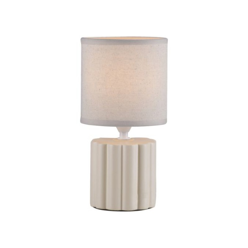 JUST LIGHT.-LINX Επιτραπέζιο Φωτιστικό E14, Μπεζ, Λευκό Υφασμάτινο Καπέλο