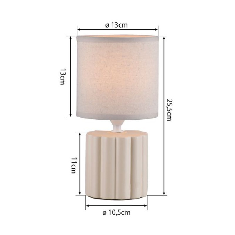 JUST LIGHT.-LINX Επιτραπέζιο Φωτιστικό E14, Μπεζ, Λευκό Υφασμάτινο Καπέλο