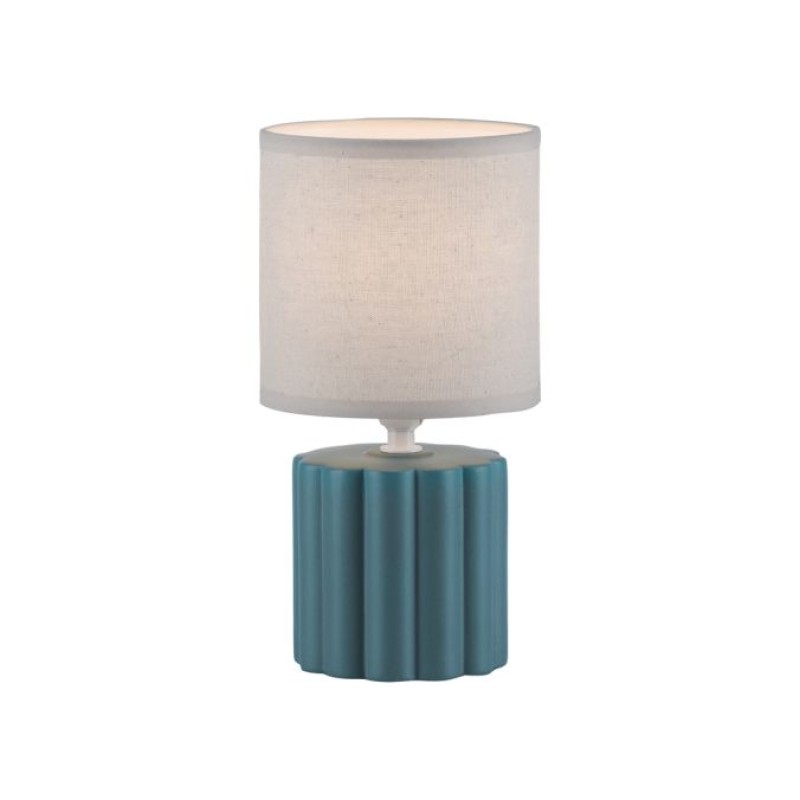 JUST LIGHT.-LINX Επιτραπέζιο Φωτιστικό E14, Τυρκουάζ, Λευκό Υφασμάτινο Καπέλο