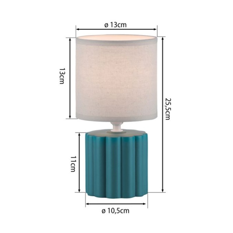 JUST LIGHT.-LINX Επιτραπέζιο Φωτιστικό E14, Τυρκουάζ, Λευκό Υφασμάτινο Καπέλο