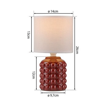 JUST LIGHT.-BLOOP Επιτραπέζιο Φωτιστικό E14, Κόκκινο, Λευκό Υφασμάτινο Καπέλο