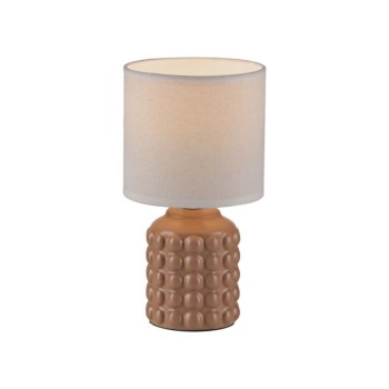 JUST LIGHT.-BLOOP Επιτραπέζιο Φωτιστικό E14, Καφέ, Λευκό Υφασμάτινο Καπέλο
