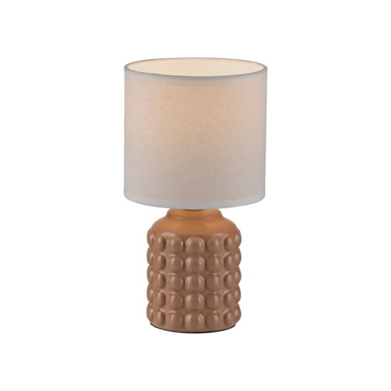 JUST LIGHT.-BLOOP Επιτραπέζιο Φωτιστικό E14, Καφέ, Λευκό Υφασμάτινο Καπέλο