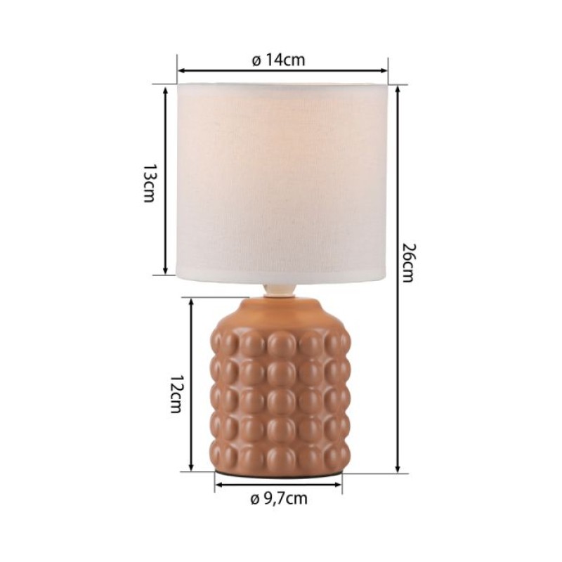 JUST LIGHT.-BLOOP Επιτραπέζιο Φωτιστικό E14, Καφέ, Λευκό Υφασμάτινο Καπέλο