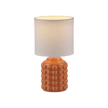 JUST LIGHT.-BLOOP Επιτραπέζιο Φωτιστικό E14, Πορτοκαλί, Λευκό Υφασμάτινο Καπέλο