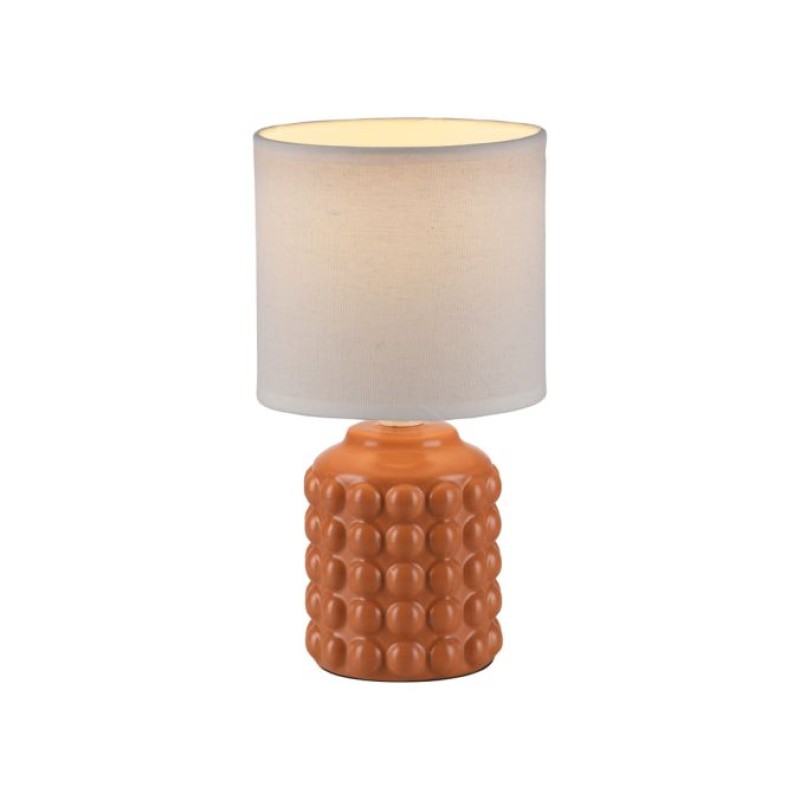 JUST LIGHT.-BLOOP Επιτραπέζιο Φωτιστικό E14, Πορτοκαλί, Λευκό Υφασμάτινο Καπέλο