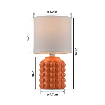 JUST LIGHT.-BLOOP Επιτραπέζιο Φωτιστικό E14, Πορτοκαλί, Λευκό Υφασμάτινο Καπέλο
