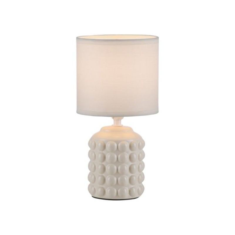 JUST LIGHT.-BLOOP Επιτραπέζιο Φωτιστικό E14, Μπεζ, Λευκό Υφασμάτινο Καπέλο