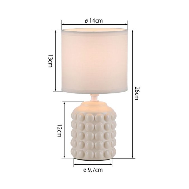 JUST LIGHT.-BLOOP Επιτραπέζιο Φωτιστικό E14, Μπεζ, Λευκό Υφασμάτινο Καπέλο