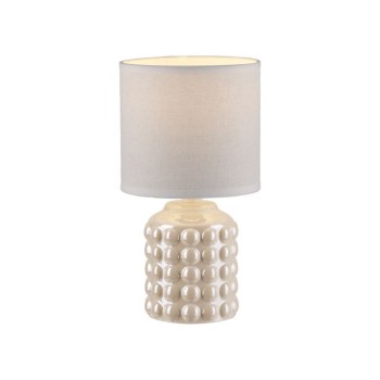 JUST LIGHT.-BLOOP Επιτραπέζιο Φωτιστικό E14, Λευκό Περλέ, Λευκό Υφασμάτινο Καπέλο