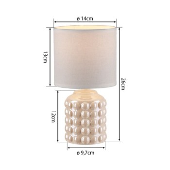 JUST LIGHT.-BLOOP Επιτραπέζιο Φωτιστικό E14, Λευκό Περλέ, Λευκό Υφασμάτινο Καπέλο