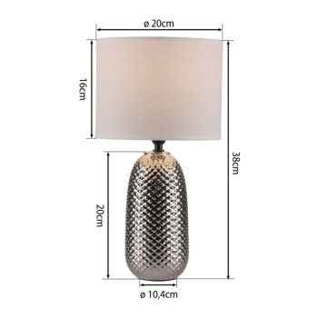 JUST LIGHT.-PINE Επιτραπέζιο Φωτιστικό E14, Χρώμιο, Λευκό Υφασμάτινο Καπέλο