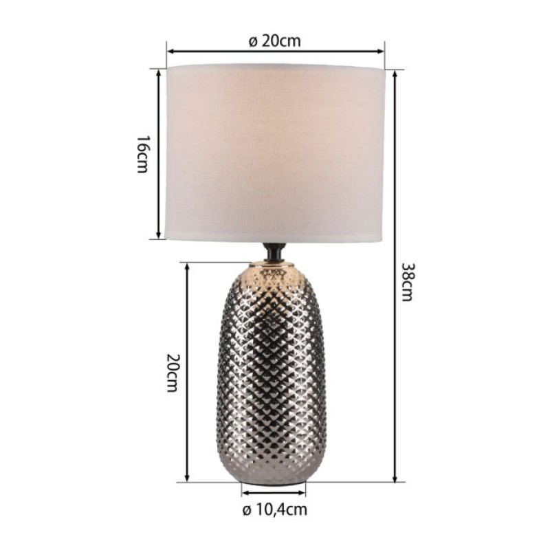 JUST LIGHT.-PINE Επιτραπέζιο Φωτιστικό E14, Χρώμιο, Λευκό Υφασμάτινο Καπέλο
