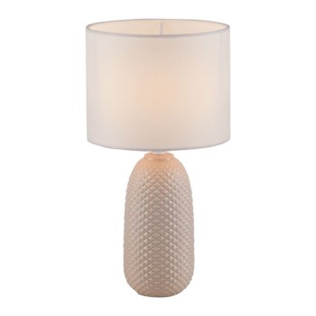 JUST LIGHT.-PINE Επιτραπέζιο Φωτιστικό E14, Sand, Λευκό Υφασμάτινο Καπέλο