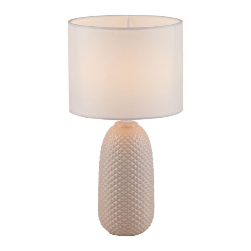JUST LIGHT.-PINE Επιτραπέζιο Φωτιστικό E14, Sand, Λευκό Υφασμάτινο Καπέλο