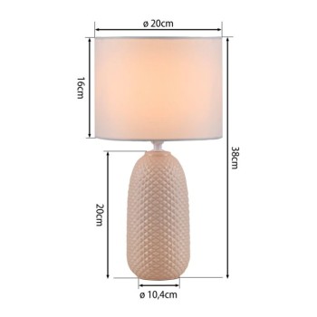 JUST LIGHT.-PINE Επιτραπέζιο Φωτιστικό E14, Sand, Λευκό Υφασμάτινο Καπέλο
