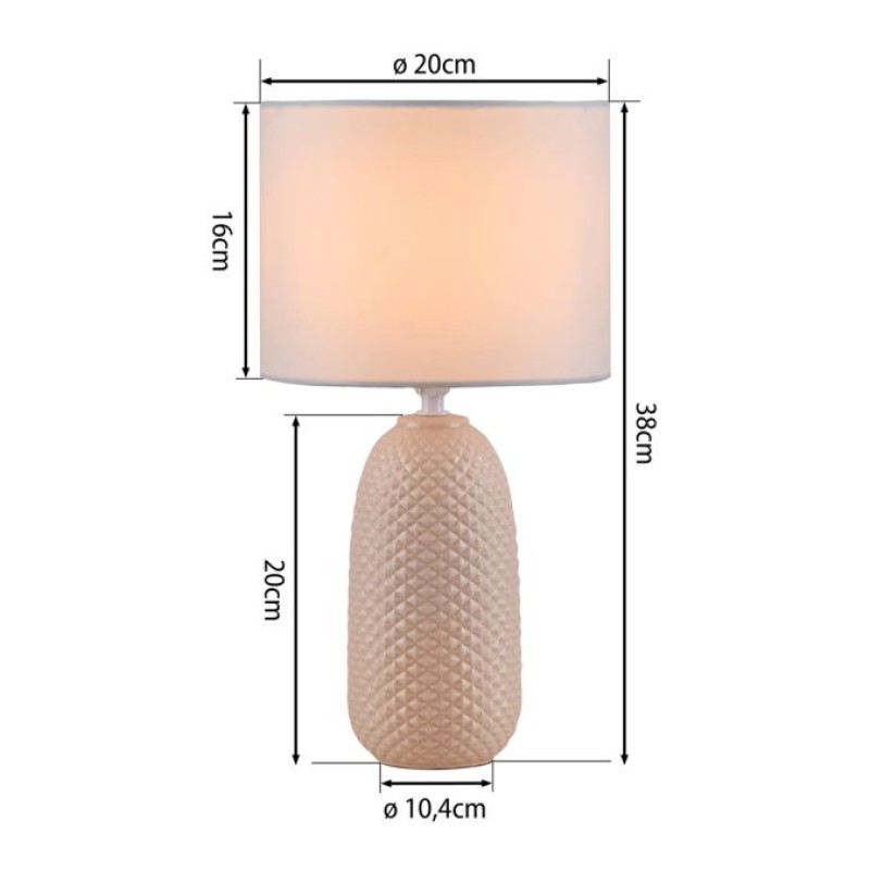 JUST LIGHT.-PINE Επιτραπέζιο Φωτιστικό E14, Sand, Λευκό Υφασμάτινο Καπέλο