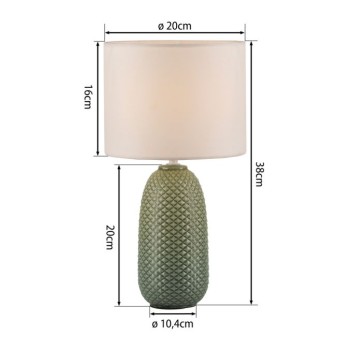 JUST LIGHT.-PINE Επιτραπέζιο Φωτιστικό E14, Πράσινο, Λευκό Υφασμάτινο Καπέλο E14