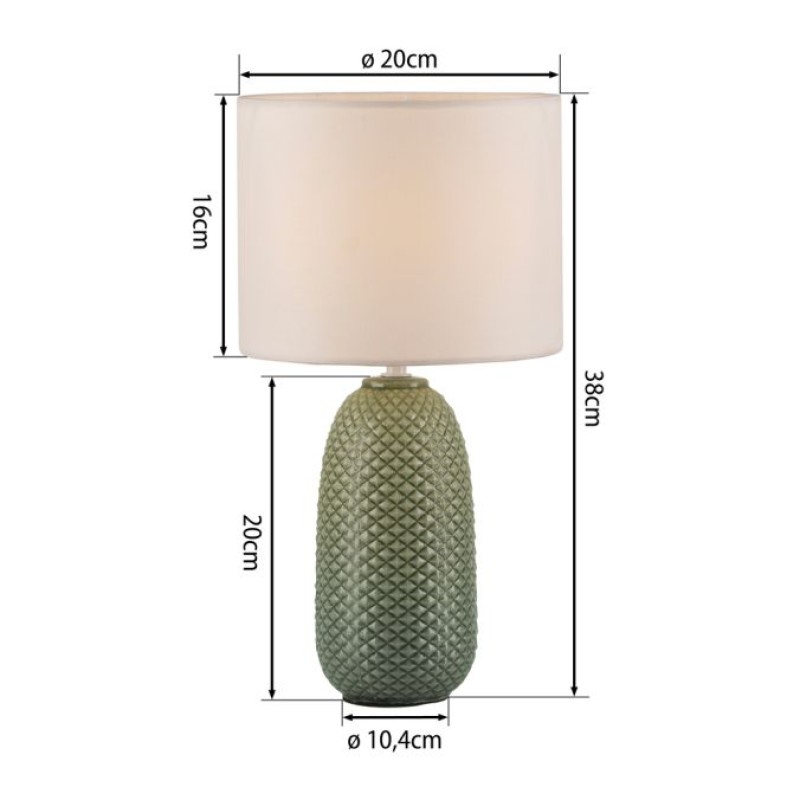JUST LIGHT.-PINE Επιτραπέζιο Φωτιστικό E14, Πράσινο, Λευκό Υφασμάτινο Καπέλο E14