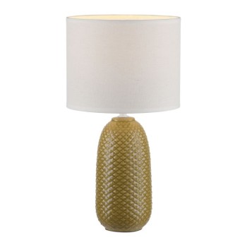 JUST LIGHT.-PINE Επιτραπέζιο Φωτιστικό E14, Κίτρινο Κάρυ, Λευκό Υφασμάτινο Καπέλο E14
