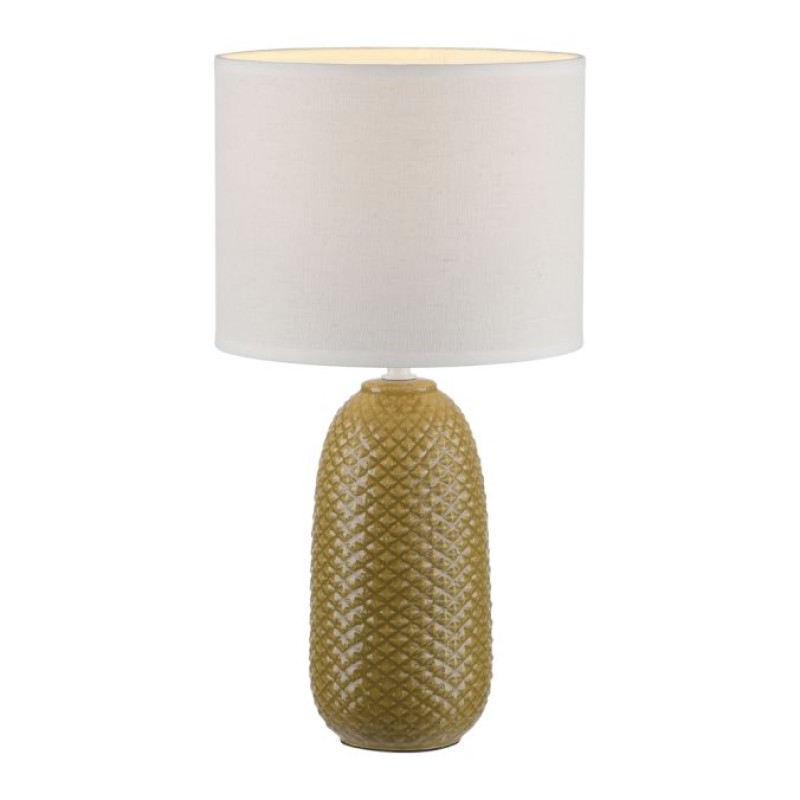 JUST LIGHT.-PINE Επιτραπέζιο Φωτιστικό E14, Κίτρινο Κάρυ, Λευκό Υφασμάτινο Καπέλο E14