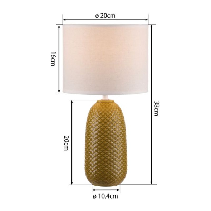 JUST LIGHT.-PINE Επιτραπέζιο Φωτιστικό E14, Κίτρινο Κάρυ, Λευκό Υφασμάτινο Καπέλο E14