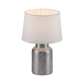 JUST LIGHT.-ESME Επιτραπέζιο Φωτιστικό E14, Χρώμιο, Λευκό Υφασμάτινο Καπέλο