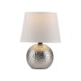 JUST LIGHT.-ESME Επιτραπέζιο Φωτιστικό E14, Χρώμιο, Στρογγυλή Βάση, Λευκό Υφασμάτινο Καπέλο
