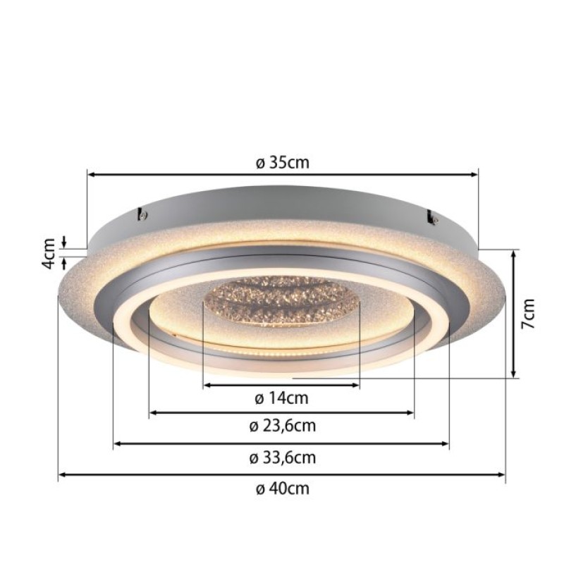 JUST LIGHT.-CICHIO Φωτιστικό Οροφής LED, Ασημί Ματ, Εφέ Τούνελ, 3000K