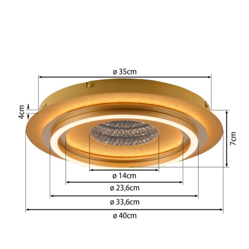 JUST LIGHT.-CICHIO Φωτιστικό Οροφής LED, Ματ Μπρούτζος, 3000K